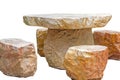 Isolate  stone bench and table on white background Royalty Free Stock Photo