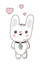 Isolate vector illustration of white hare in love. Cute rabbit. EPS10.