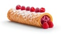 Isolate on a white background raspberry waffle roll