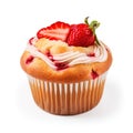 Isolate on a white background strawberry-banana muffin