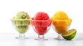 Isolate on a white background tropical fruit sorbet