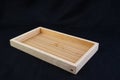 Isolate wooden long tray with edge on black back ground,with work path