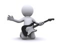 Isolated 3d guitarist Royalty Free Stock Photo
