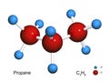 Isolated 3D model of a molecule of propane