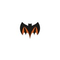 Isolated abstract black color flying bat logo. Halloween element on white background. Night animal logotype. Vampire Royalty Free Stock Photo