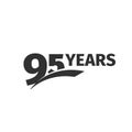 Isolated abstract black 95th anniversary logo on white background. 95 number logotype. Ninety-five years jubilee