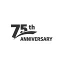 Isolated abstract black 75th anniversary logo on white background. 75 number logotype.Seventy -five years jubilee