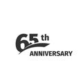 Isolated abstract black 65th anniversary logo on white background. 65 number logotype. Sixty -five years jubilee