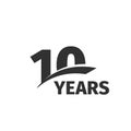 Isolated abstract black 10th anniversary logo on white background. 10 number logotype. Ten years jubilee celebration
