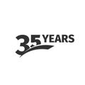 Isolated abstract black 35th anniversary logo on white background. 35 number logotype. Thirty-five years jubilee Royalty Free Stock Photo