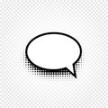 Isolated abstract black and white color comic speech balloon icon on checkered background, dialogue box sign, dialog Royalty Free Stock Photo