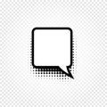 Isolated abstract black and white color comic speech balloon icon on checkered background, dialogue box sign, dialog Royalty Free Stock Photo