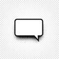 Isolated abstract black and white color comic speech balloon icon on checkered background, dialogue box sign, dialog Royalty Free Stock Photo