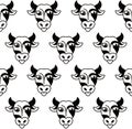 Isolated abstract black and white cow muzzle logo. Hoofed animal background. Milk texture pattern. Natural dairy