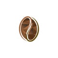 Isolated abstract brown color coffee bean logo. Energetic drink logotype. Natural seed icon. Vector cacao illustration.