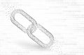 Isolated Abstract chain. Wireframe chain element on white. Link protection, blockchain technology, cooperation symbol.