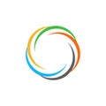 Isolated abstract colorful circular sun logo. Round shape rainbow logotype. Swirl, tornado and hurricane icon. Spining