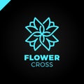 Isolated abstract colorful cross logo. Medical logotype. Flower petals illustration. Floral decorative element. Clinic and Royalty Free Stock Photo