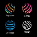 Isolated abstract colorful round shape vector logo set. Rings elements logotypes collection. Spinning spirals icons Royalty Free Stock Photo