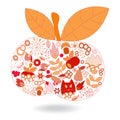 Isolated abstract doole apple. illustration. autumn backg