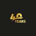 Isolated abstract golden 40th anniversary logo on black background. 40 number logotype. Forty years jubilee celebration