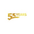 Isolated abstract golden 55th anniversary logo on white background. 55 number logotype. Fifty-five years jubilee Royalty Free Stock Photo