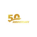 Isolated abstract golden 50th anniversary logo on white background. 50 number logotype. Fifty years jubilee celebration