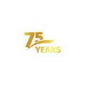 Isolated abstract golden 75th anniversary logo on white background. 75 number logotype. Seventy-five years jubilee Royalty Free Stock Photo