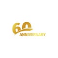 Isolated abstract golden 60th anniversary logo on white background. 60 number logotype. Sixty years jubilee celebration