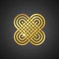 Isolated abstract golden vector logo on transparent background . Stylized cross in the traditional Celtic style