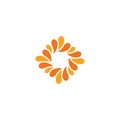 Isolated abstract orange color logo. Rhombus shape logotype. Flower petals icon. Floral decorative sign. Nature element