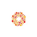 Isolated abstract round shape orange and red color logo, dotted stylized sun logotype on white background vector Royalty Free Stock Photo