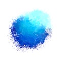 Isolated abstract spot blot gradient sea color, azure cyan, blue, dark blue white background. Hand drawn watercolor, gouache paint Royalty Free Stock Photo