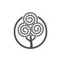 Isolated abstract tree in circle illustration. Spiral branches on plants logo