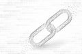 Isolated Abstract Vector chain. Wireframe chain element on white. Link protection, blockchain technology, cooperation