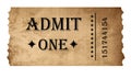 Isolated admit one ticket Royalty Free Stock Photo