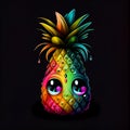 Cute colorful pineapple with big eyes. Generative AI