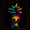 Cute colorful pineapple with big eyes. Generative AI