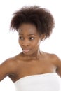 Isolated afro american black beautiful model face. Royalty Free Stock Photo