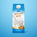 Isolated almond milk in paper package