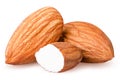 Isolated almonds. Royalty Free Stock Photo