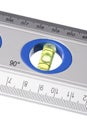 Isolated aluminum ruler with a level Royalty Free Stock Photo