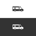 Isolated ambulance icon on black and white background