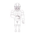 Isolated amercian football player cartoon