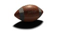 Isolated American football ball casts shadow on white background