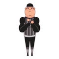 Isolated american football referee cartoon Royalty Free Stock Photo