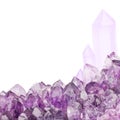 Isolated amethyst light lilac crystals macro