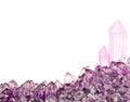 Isolated amethyst long lilac crystal group