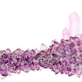 Isolated amethyst long lilac crystal group