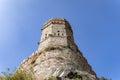 isolated ancient fort unique architecture with bright blue sky at morning